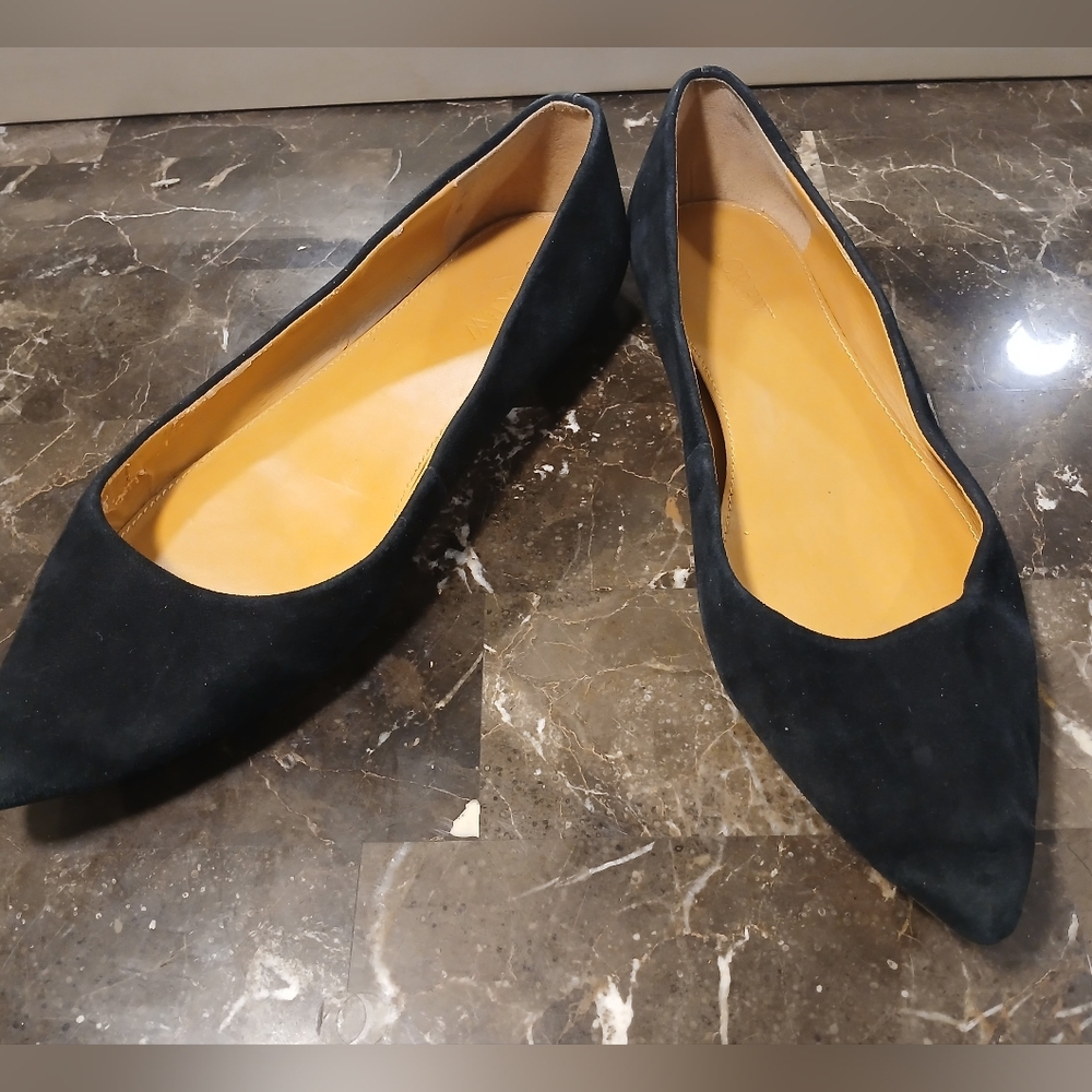J. Crew Black Suede Pointed Flats